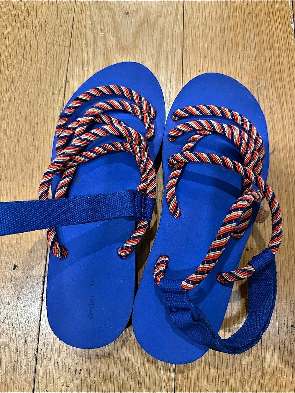 Oysho Braided Strap Sandals in Blue EU 39
